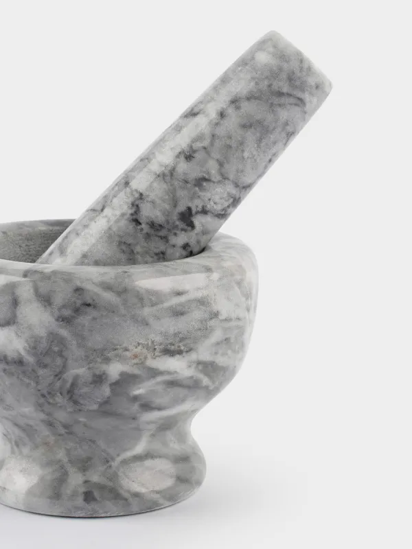 Ступка для специй, 8 см, с пестиком, мрамор, серая, Marble, image-3