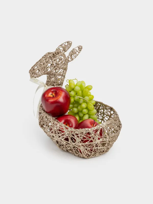 Корзина декоративная, 24x30 см, полиэстер/металл, шампань, Олень с бантиком, Deer sparks, image-4