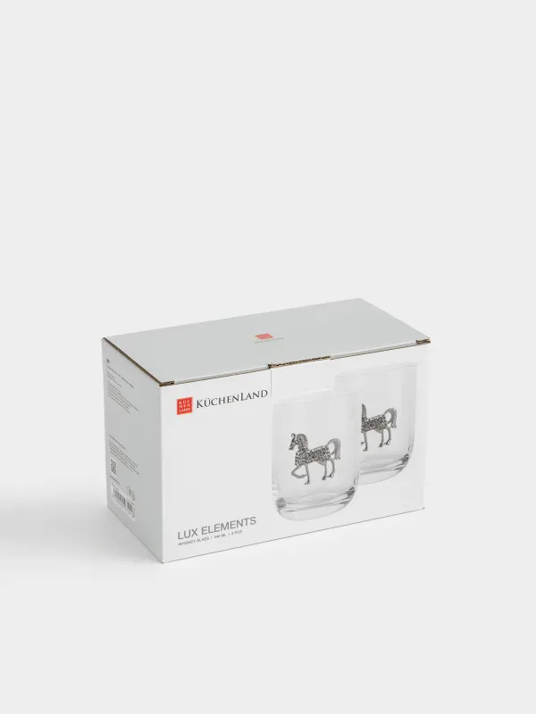 Стакан для виски, 10 см, 340 мл, 2 шт, стекло/металл, Серебристая лошадь, Lux elements, image-5
