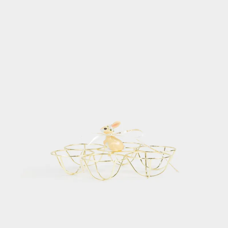 Подставка для яиц, 17х9 см, 6 отд, металл/полирезин, золотистая, Кролик, Twist gold, image-0