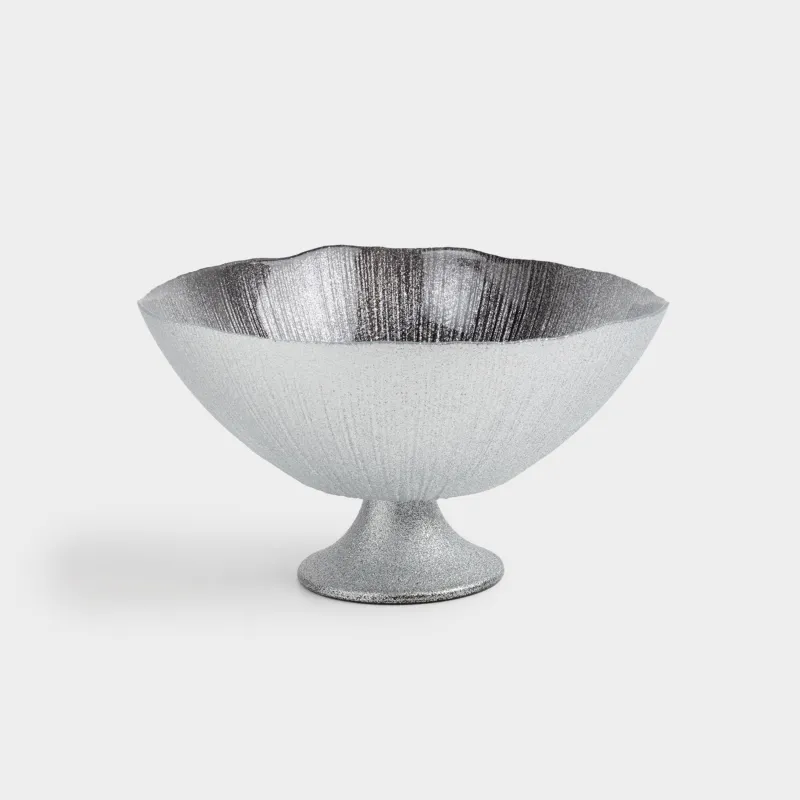 Ваза для фруктов, 24х14 см, на ножке, стекло, серебристо-серая, Angle