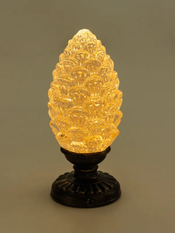 Снежный фонарь, 28 см, с подсветкой, Шишка, Bronze style, image-5