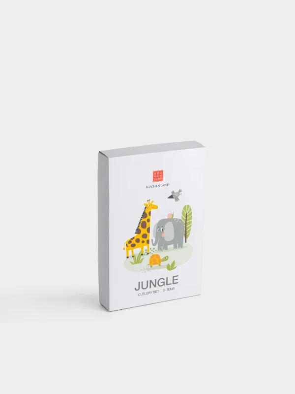 Столовые приборы, детские, 1 перс, 3 пр, сталь, Животные, Jungle, image-1
