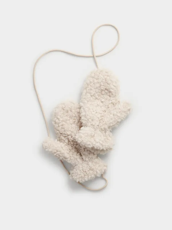 Варежки из искусственного меха на шнурке, Curled warm, image-0