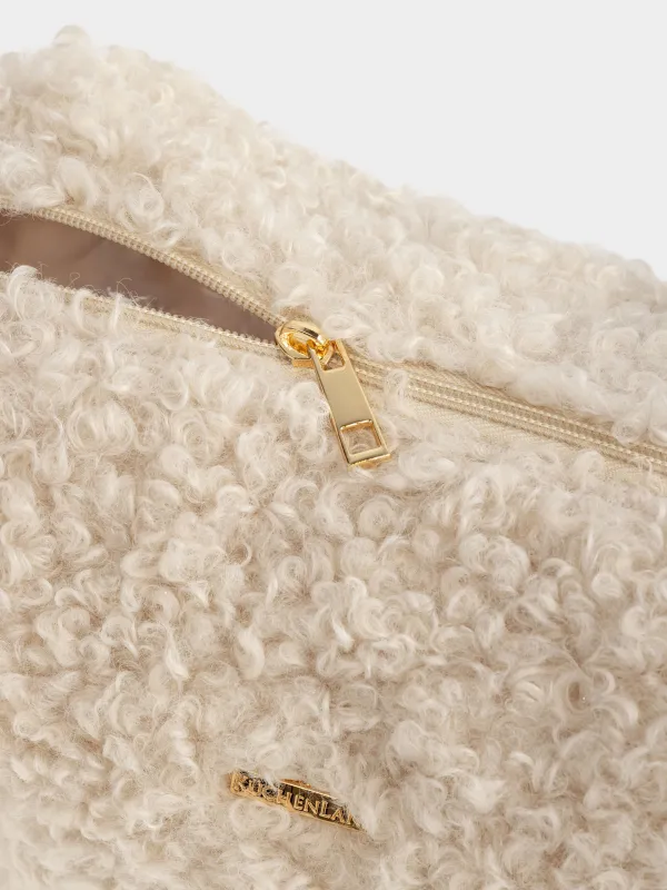 Косметичка, 26х19 см, искусственный мех, молочная, Curled, image-3