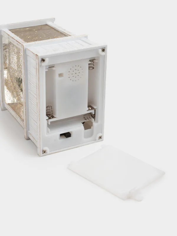 Снежный фонарь, 17 см, с подсветкой, пластик, белый, Мишка в домике, White style, image-5