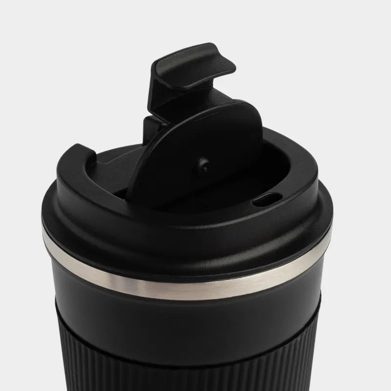 Термокружка, 450 мл, с зарфом, сталь/пластик/силикон, черная, Coffee life, image-5