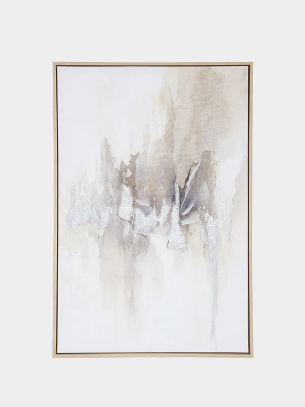 Картина в раме, 93х62 см, холст, бежево-серая, Штрихи, Abstract, image-0