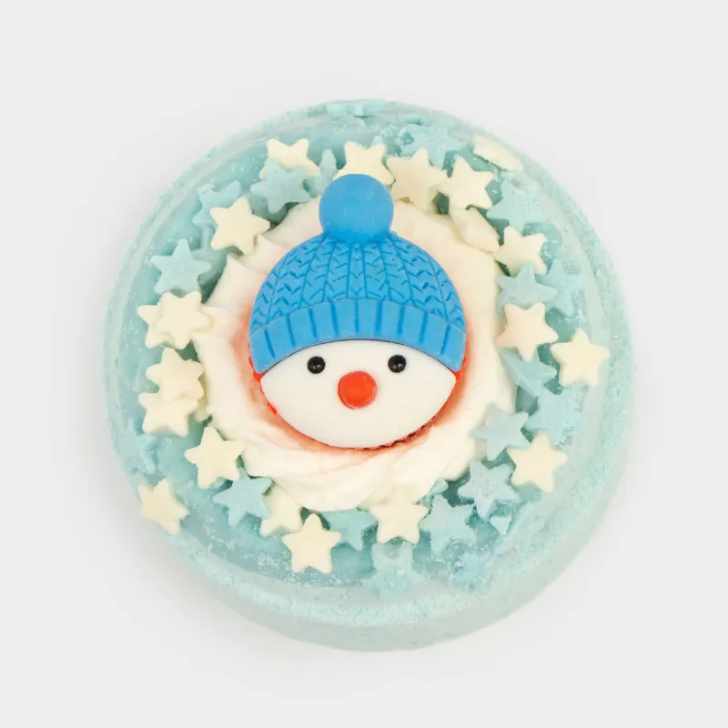 Бомбочка для ванны, 130 гр, с игрушкой, голубая, Черничный смузи, Снеговик, Snowy