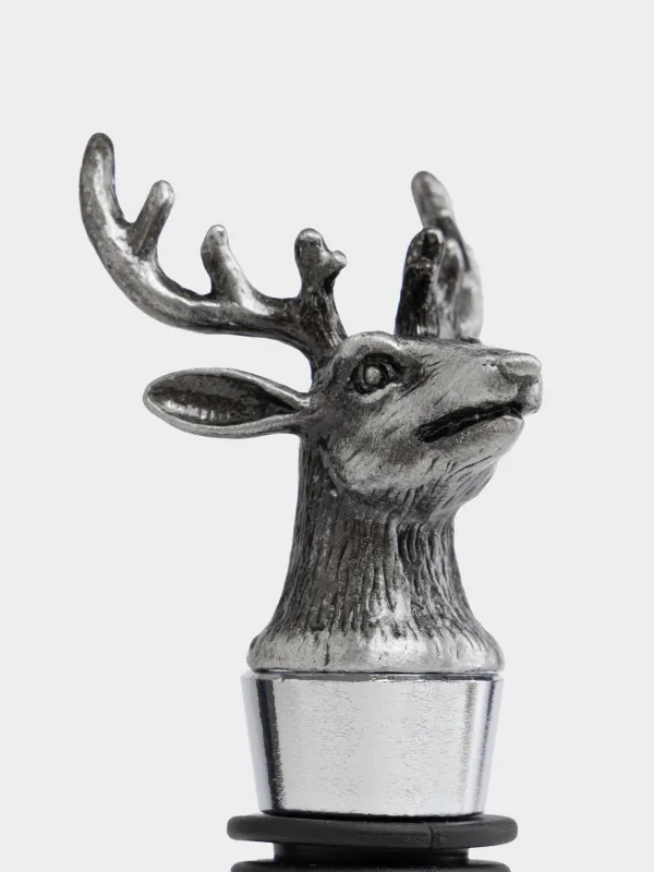 Пробка для винной бутылки, 10 см, Голова оленя, Deer silver, image-1
