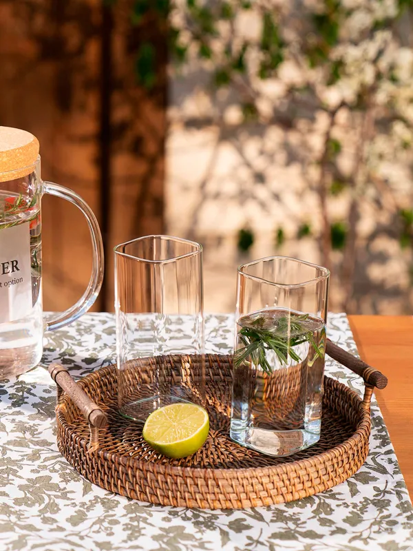 Поднос, 24 см, плетеный, с ручками, ротанг/дерево, круглый, Eco home, image-6