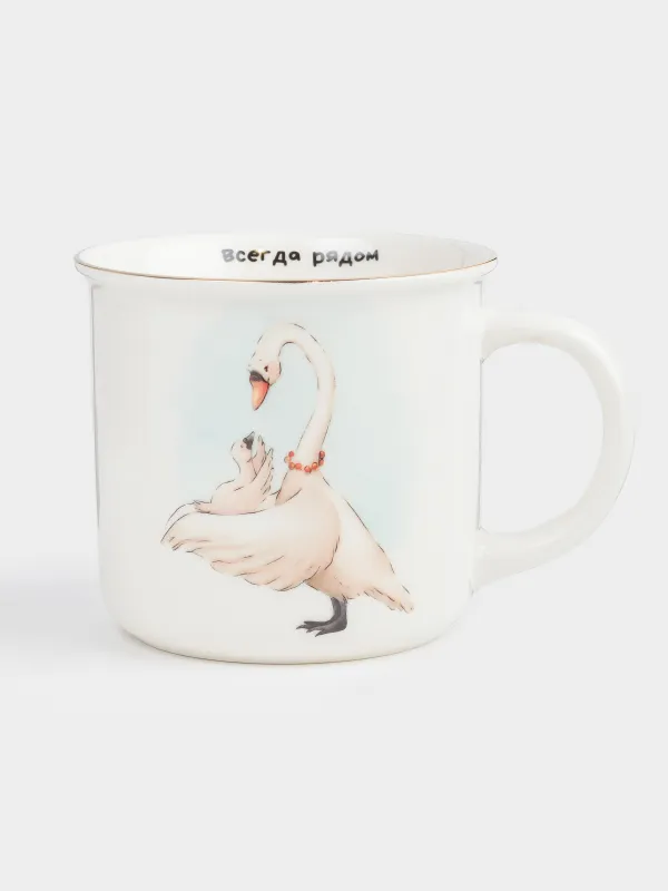 Кружка, детская, 370 мл, фарфор N, белая, Лебеди, Ideas, image-0