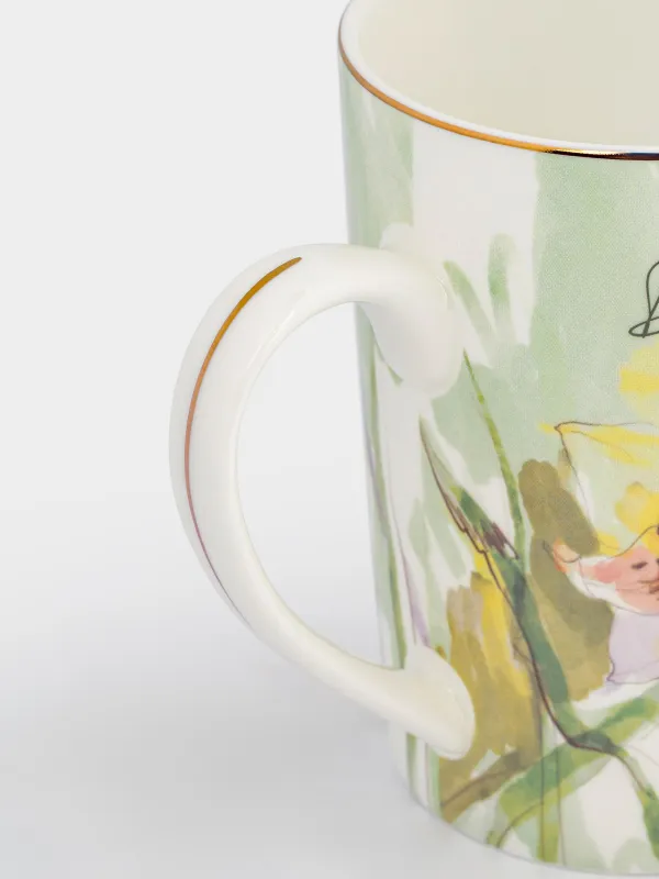 Кружка, 450 мл, фарфор F, белая, с золотистым кантом, Нарциссы, Bloome, image-2
