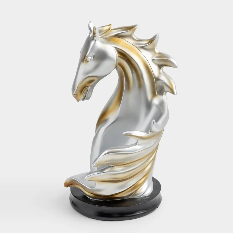 Подставка для бутылки, 15х29 см, полирезин, золотисто-серебристая, Конь, Horse color
