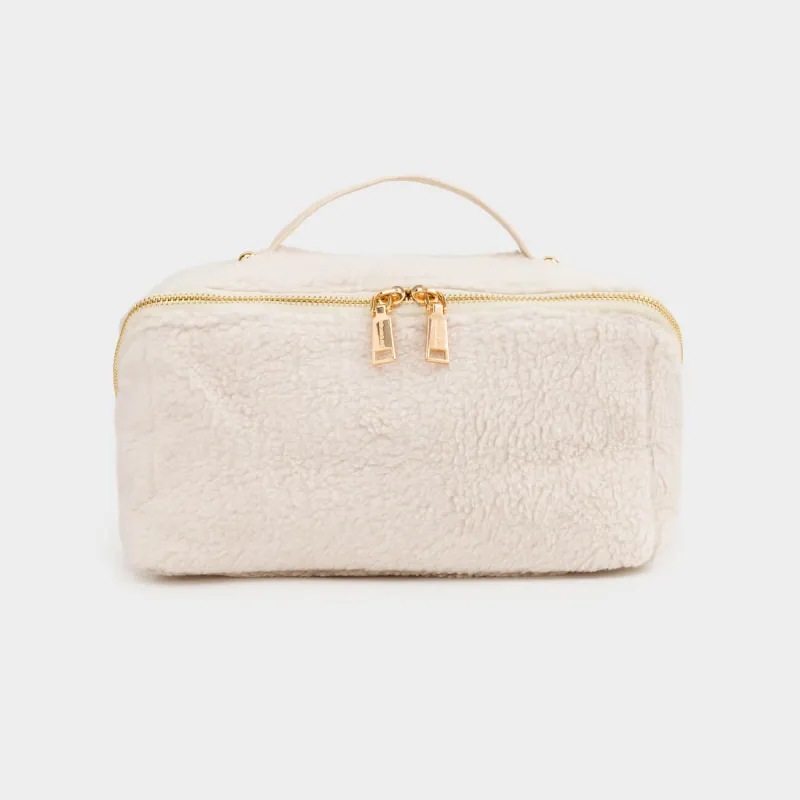 Косметичка, 28х12 см, с ручкой, полиэстер, молочная, Curled, image-0