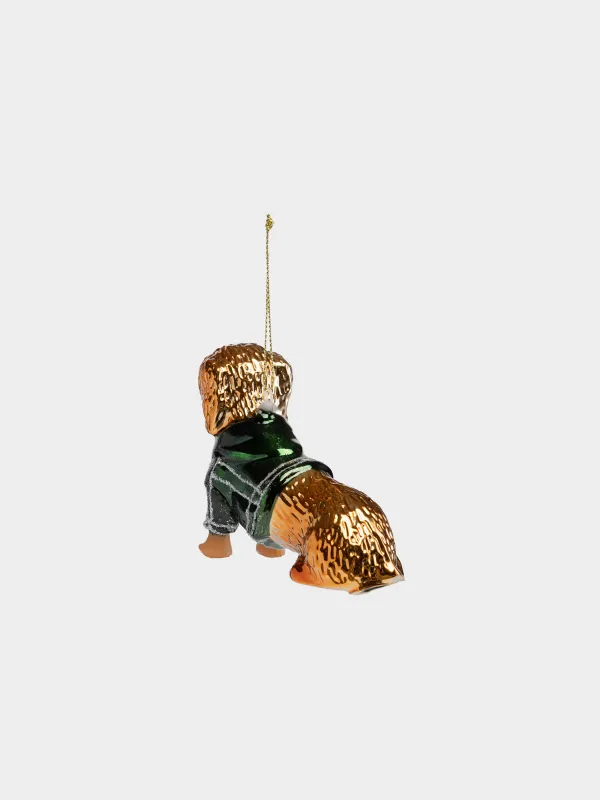 Игрушка елочная, 11х9 см, Такса в рубашке, Figure christmas, image-2