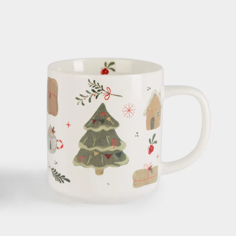 Кружка, 430 мл, фарфор N, белая, Праздничное настроение, Holiday mood